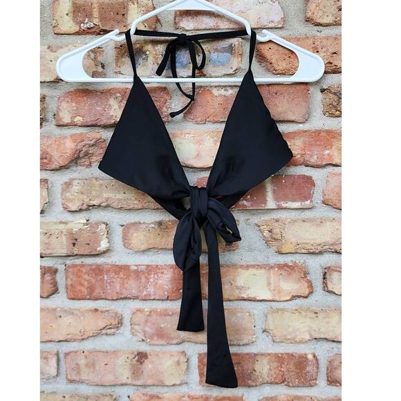 Aerie Wrap Halter Bikini Top Black Small - Picture 3 of 10